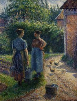 卡米耶 畢沙羅 Peasants Chatting in the Farmyard, Eragny